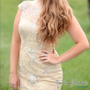 MacDuggal Champagne Homecoming Dress